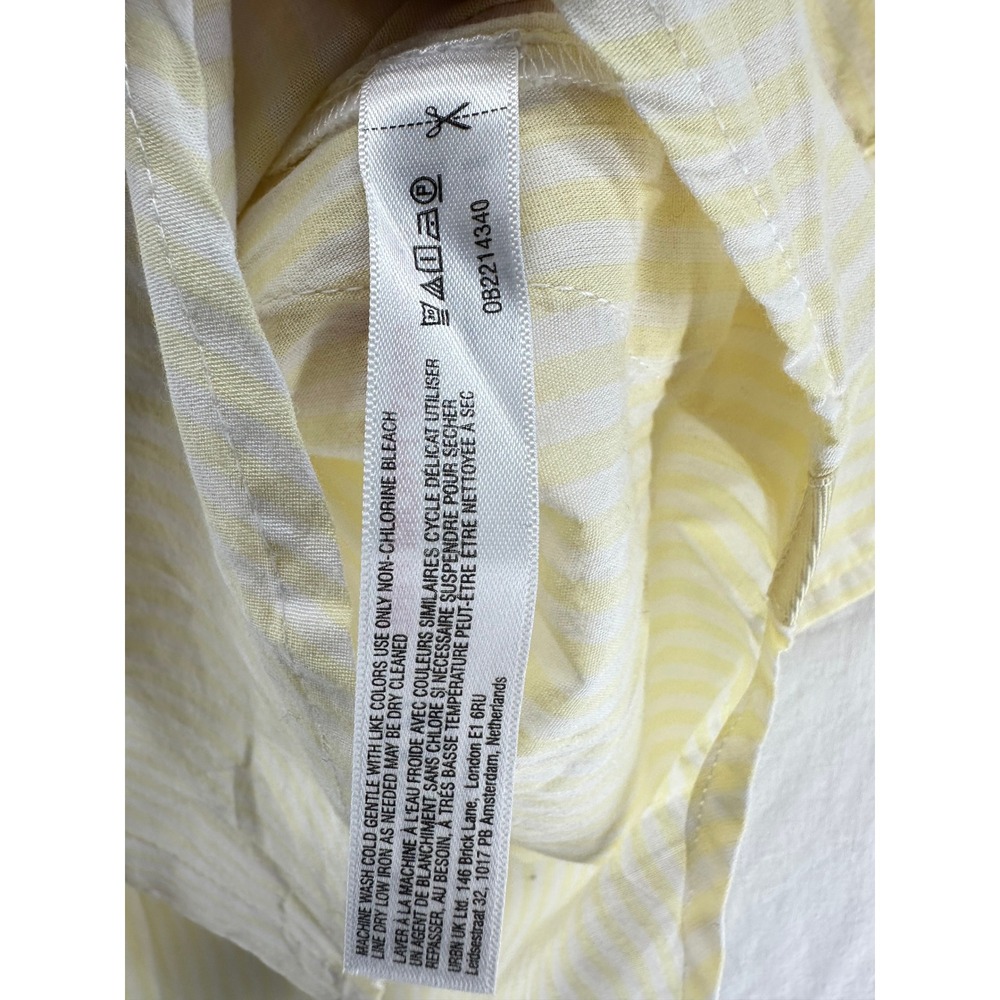 Maeve Mabel Anthropologie Yellow Striped Floral Embroidered Button Down Shirt L - Picture 7 of 8